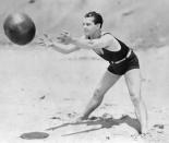 <p>Ramón Novarro prepares to catch a beach ball in 1928.</p>