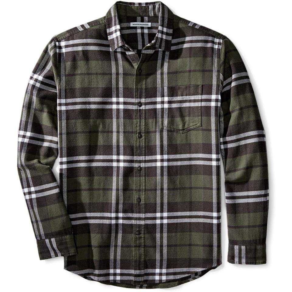 Amazon Essentials Flannel Shirt in Olive Plaid