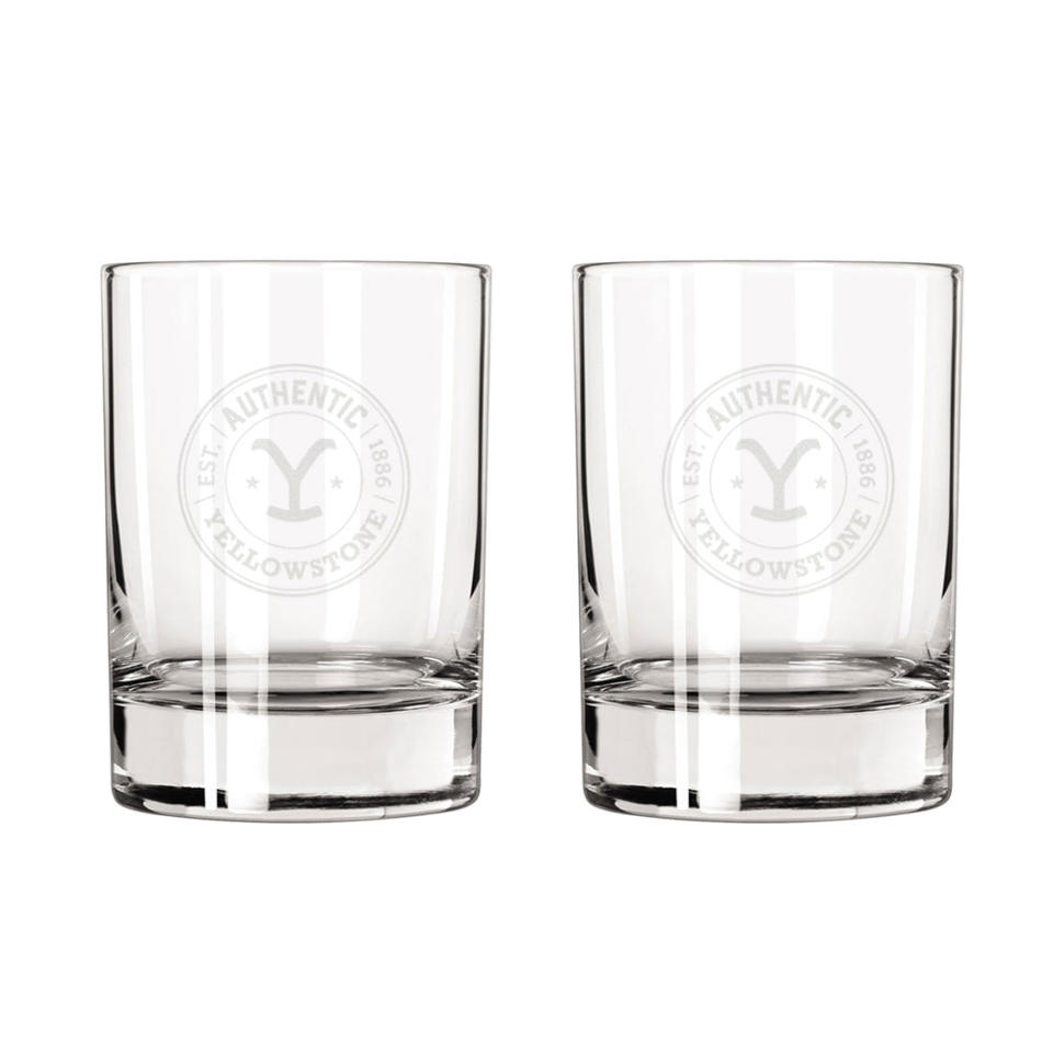 <p><a href="https://yellowstonetvshop.com/products/yellowstone-authentic-y-logo-laser-engraved-rocks-glass-set-of-2?variant=41276357607585¤cy=USD&gad_source=1&gclid=Cj0KCQiA35urBhDCARIsAOU7Qwnux5Rn8PkzDCtLHgsd9FRRn9NmBxGGx9RfWnUqxGrJP0R5Hi01cjAaAlb3EALw_wcB" rel="nofollow noopener" target="_blank" data-ylk="slk:Shop Now;elm:context_link;itc:0;sec:content-canvas" class="link ">Shop Now</a></p><p>Authentic Y Logo Laser Engraved Rocks Glasses</p><p>yellowstonetvshop.com</p><p>$39.95</p><span class="copyright">Yellowstone TV Shop</span>