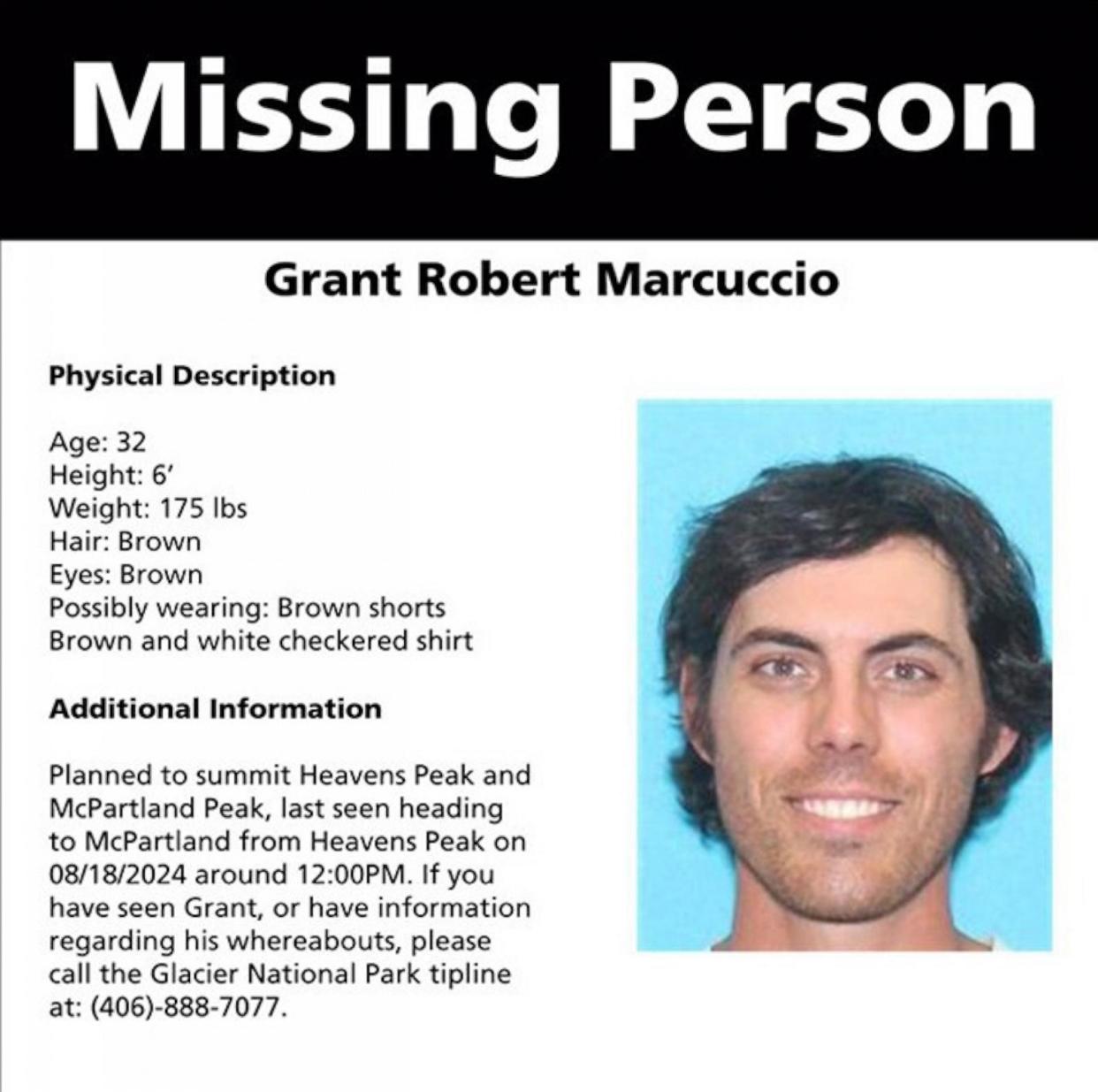 PHOTO: A search is underway in Glacier National Park for Grant Marcuccio, who separated from his party while hiking. (Glacier National Park)