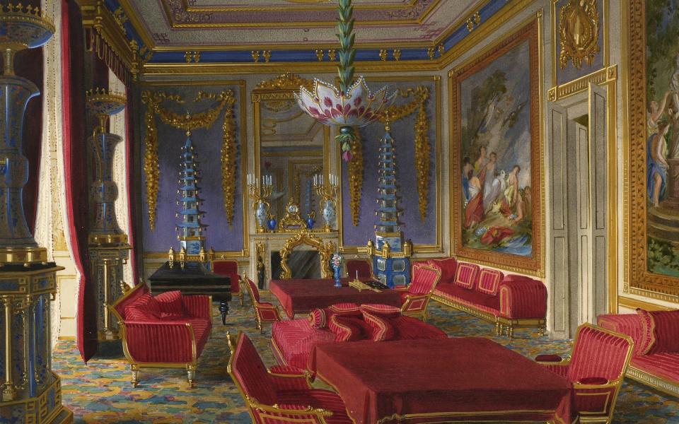 The Tapestry Drawing Room στο παλάτι του Μπάκιγχαμ όπως προετοιμάστηκε για την αυτοκράτειρα Eugénie, James Roberts, 1855