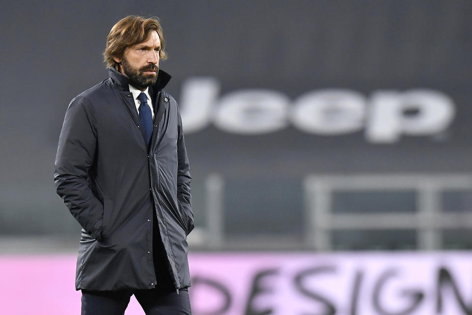 El técnico de Juventus Andrea Pirlo previo al partido contra Hellas Verona por la Serie A italiana, el domingo 25 de octubre de 2020. (Tano Pecoraro/LaPresse vía AP)