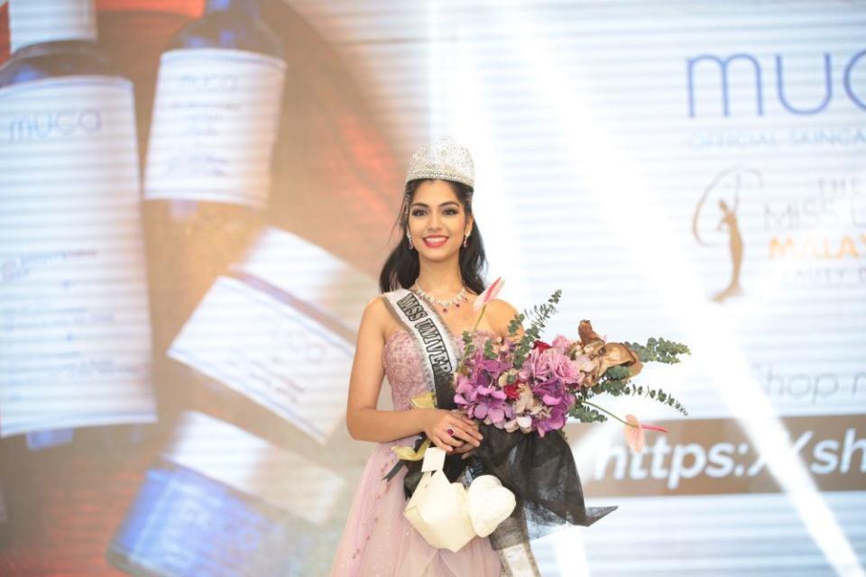 Shweta Sekhon after she was crowned Miss Universe Malaysia 2019 during the gala event last year. — Picture courtesy of Miss Universe Malaysia