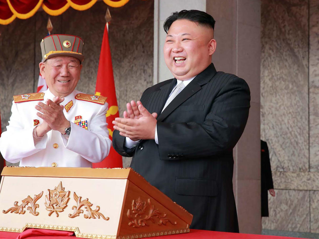 North Korean leader Kim Jong-un attending a military parade in Pyongyang marking the 105th anniversary of the birth of late North Korean leader Kim Il-Sung: AFP/Getty Images