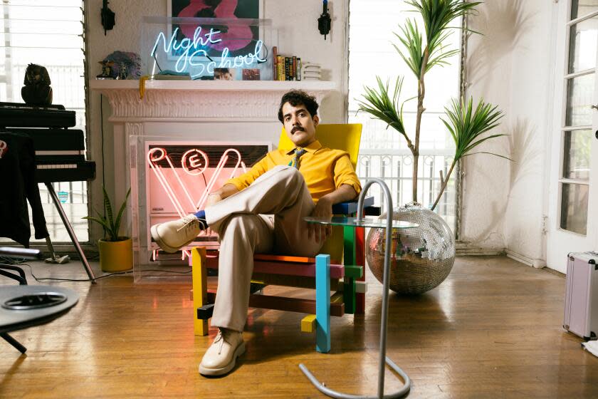 Alan Palomo, L.A. based electronic artist, formerly known as the frontman for electronic band, Neon Indian, in his home in Los Angeles on Sept. 15, 2023.