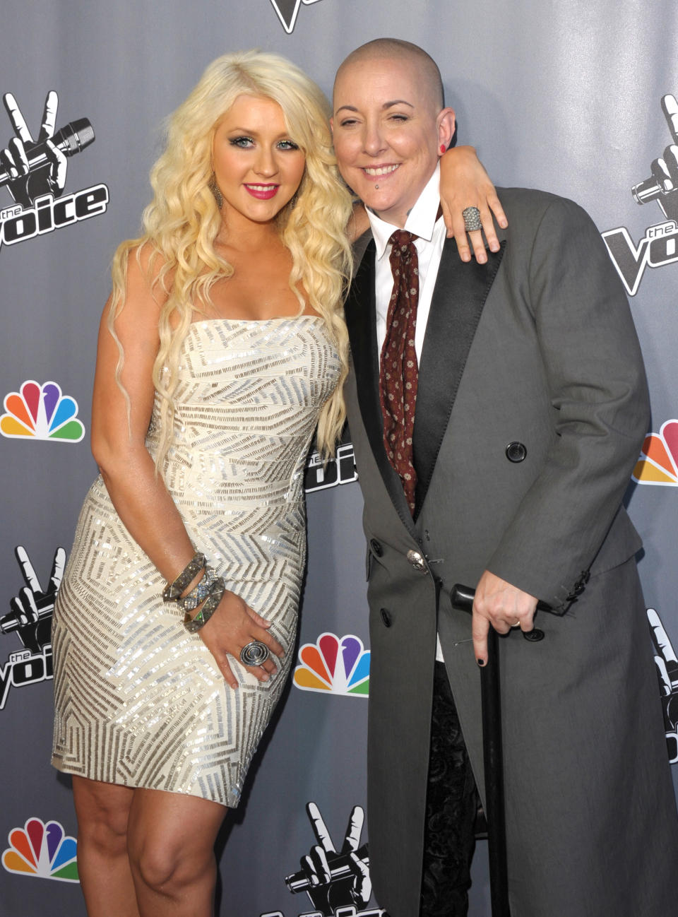 Christina Aguilera and Beverly McClellan attend NBC’s <em>The Voice</em> finale viewing party on June 29, 2011, in Burbank, Calif. (Photo: John Shearer/WireImage)