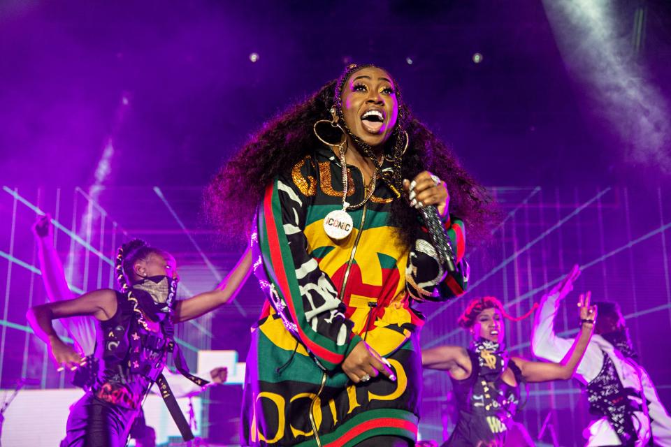 Missy Elliott performs at the 2018 Essence Festival at the Mercedes-Benz Superdome on Saturday, July 7, 2018, in New Orleans. (Photo by Amy Harris/Invision/AP) ORG XMIT: LABB110