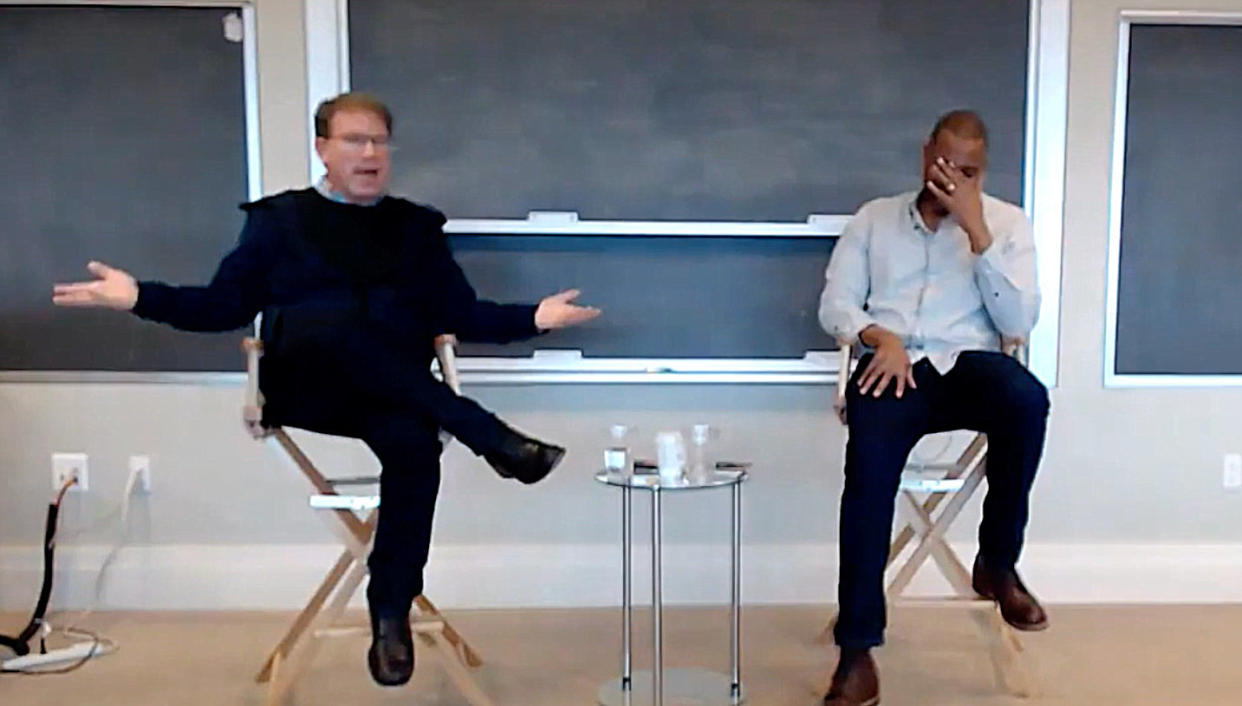Atlantic editor-in-chief Jeffrey Goldberg explains to his staff that he would die for&nbsp;Atlantic national correspondent Ta-Nehisi Coates in a meeting on April 6. (Photo: YouTube)