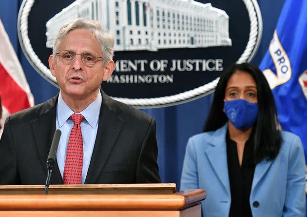 Attorney General Merrick Garland and Associate Attorney General Vanita Gupta announced the Justice Department was taking new action to protect voting rights on Monday. (Photo: MANDEL NGAN via Getty Images)