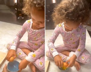 Watch Chrissy Teigen Daughter Luna Expertly Crack Egg