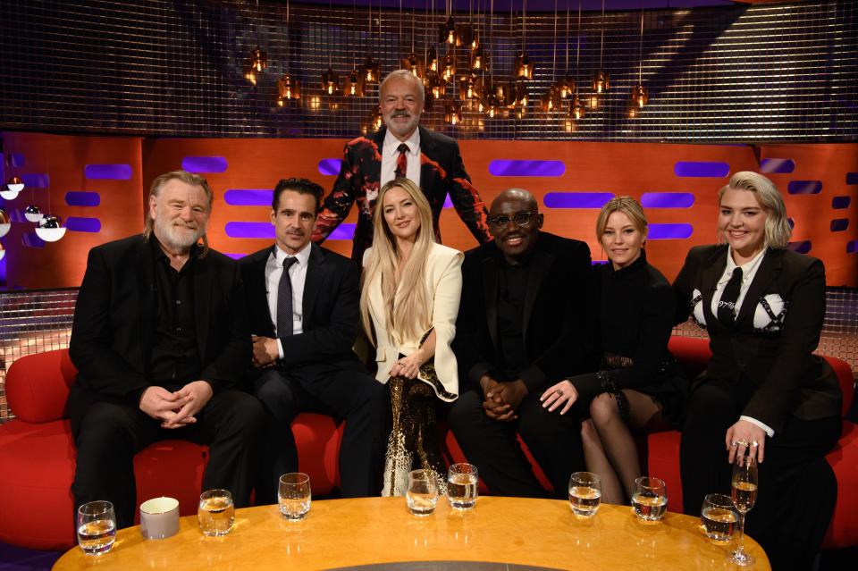 Hudson joined Graham Norton and other guests Brendan Gleeson, Colin Farrell, Edward Enninful and Elizabeth Banks and Self Esteem. (PA Images)