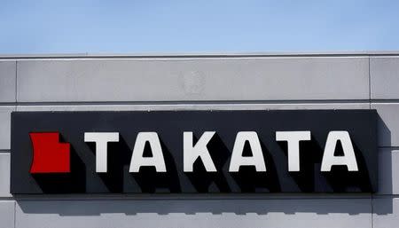 FILE PHOTO: A sign with the TAKATA logo is seen outside the Takata Corporation building in Auburn Hills, Michigan May 20, 2015. REUTERS/Rebecca Cook/File Photo