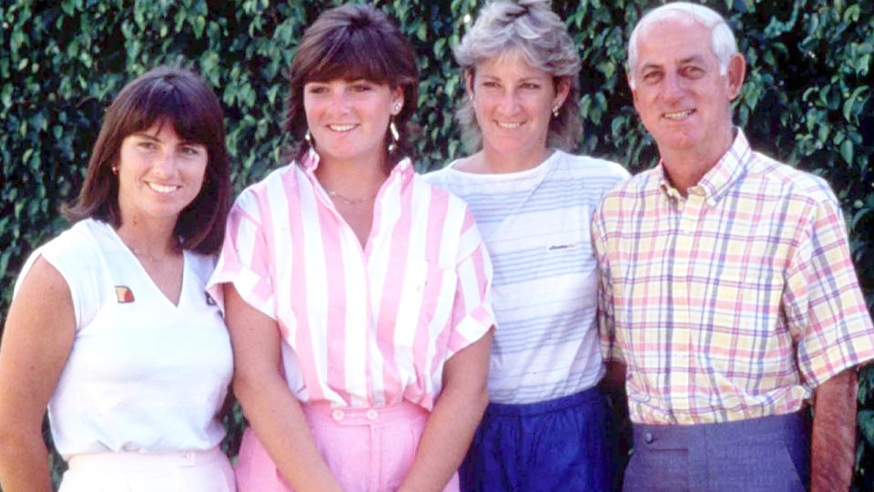 Jeanne, Clare, Chris and father Jimmy Evert, pictured here in the 1980s.