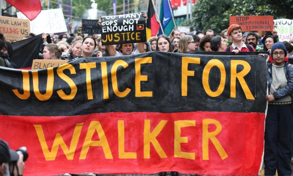 Justice rally for Kumanjayi Walker in Melbourne on Wednesday.