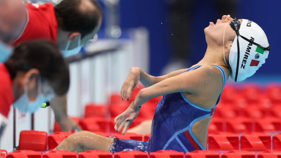 Tokyo 2020 Paralympic Games - Swimming - Women's 100m Backstroke - S2 Heat 1 – Tokyo Aquatics Centre, Tokyo, Japan - August 25, 2021. Fabiola Ramirez of Mexico in action during Heat 1 REUTERS/Molly Darlington