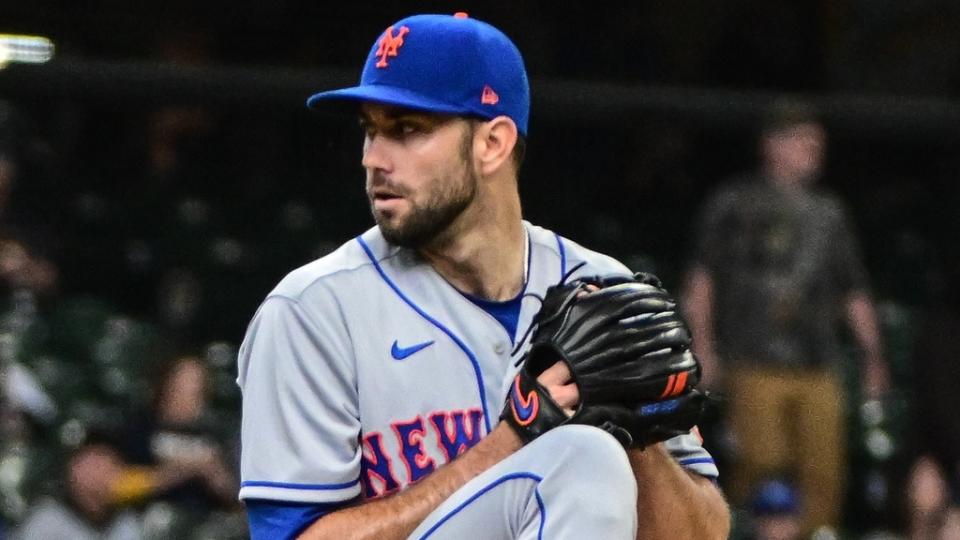 Apr 5, 2023; Milwaukee, Wisconsin, USA; New York Mets pitcher David Peterson (23) throws a pitch in the first inning against the Milwaukee Brewers at American Family Field. Mandatory Credit: Benny Sieu-USA TODAY Sports