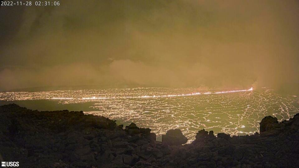 Image provided by the U.S. Geological Survey Hawaiian Volcano Observatory showing Hawaii’s Mauna Loa.
