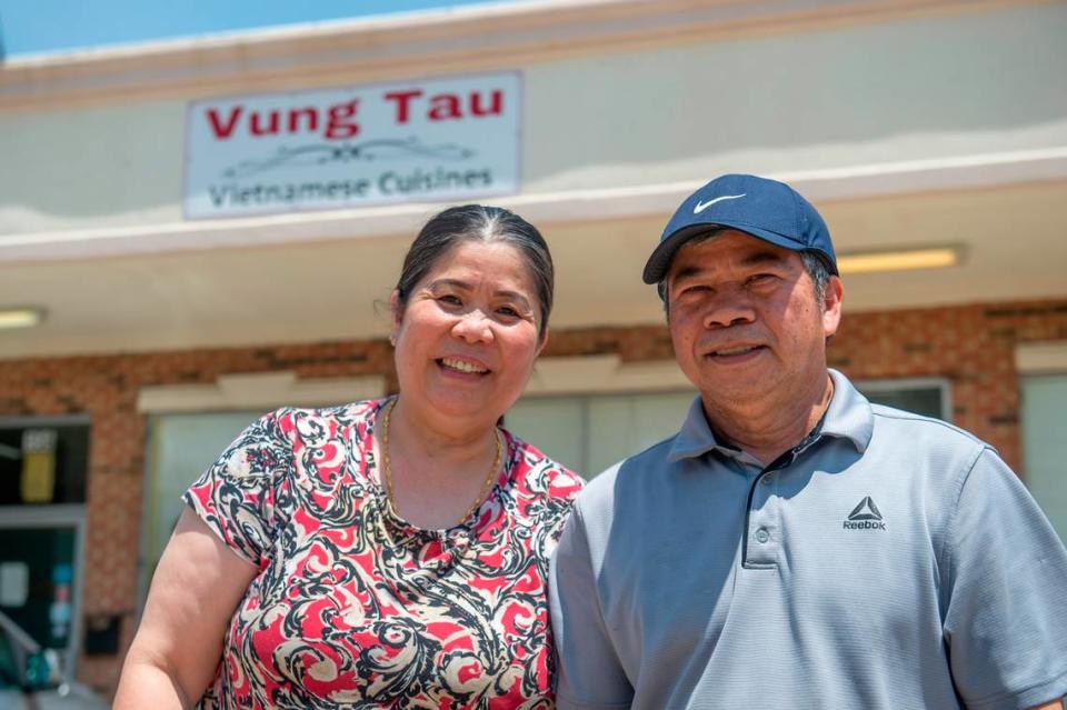 Vung Tau owners Chiem Lam and Theu Phan outside Vung Tau in Biloxi on Thursday, Aug. 3, 2023. Hannah Ruhoff/Sun Herald