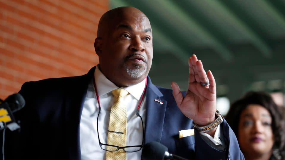 North Carolina Lt. Gov. Mark Robinson speaks during a press conference in Raleigh on Tuesday, March 16, 2021. - Ethan Hyman/The News & Observer/Tribune News Service/Getty Images