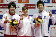 <b>Kazuhito, Rie and Yusuke Tanaka, Japan</b><br>This is the first time that Japan has sent three siblings to compete in gymnastics at the Olympic Games. Left to right: Yusuke, 25, Rie, 22, and Kazuhito, 27, continue the family gymnast tradition, following in their parents’ footsteps. (Photo by Kiyoshi Ota/Getty Images)