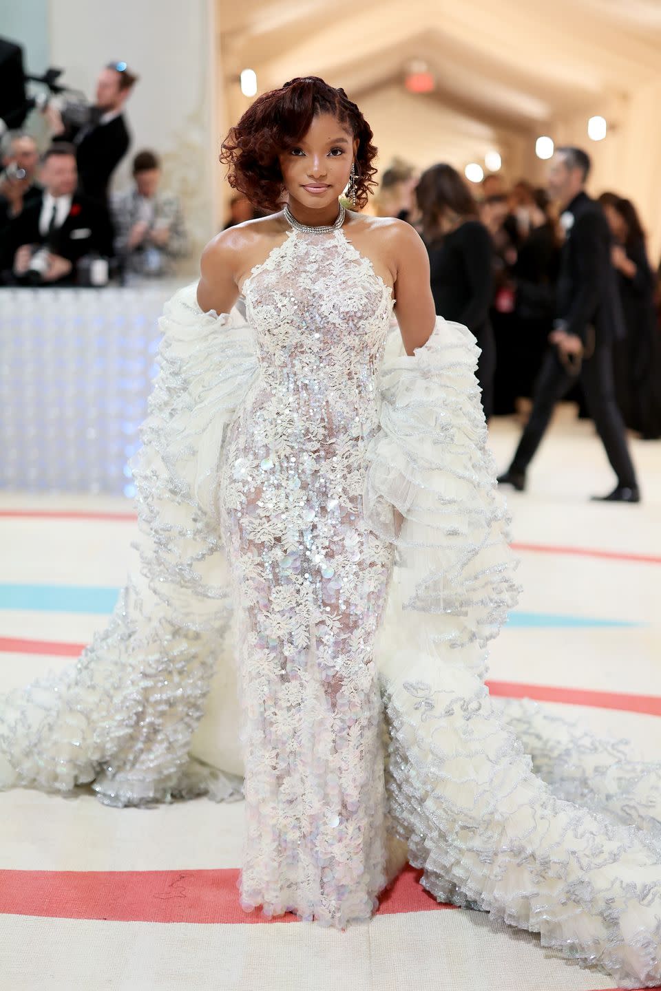 new york, new york may 01 halle bailey attends the 2023 met gala celebrating karl lagerfeld a line of beauty at the metropolitan museum of art on may 01, 2023 in new york city photo by mike coppolagetty images