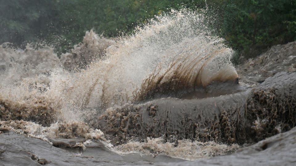 La rivière Biala en crue à Glucholazy, dans le sud de la Pologne. - Sergei Gapon/AFP/Getty Images