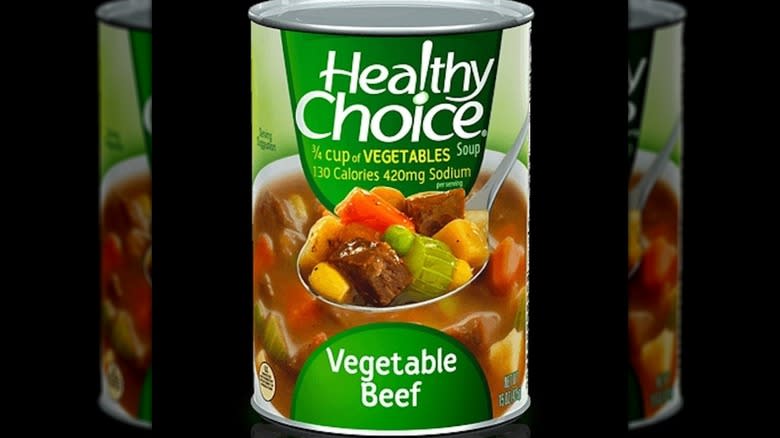 Can of Healthy Choice Vegetable Beef soup