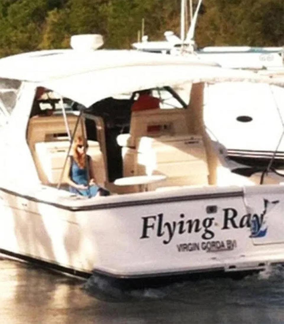 Taylor Swift on a boat in the Virgin Islands on January 4, 2013