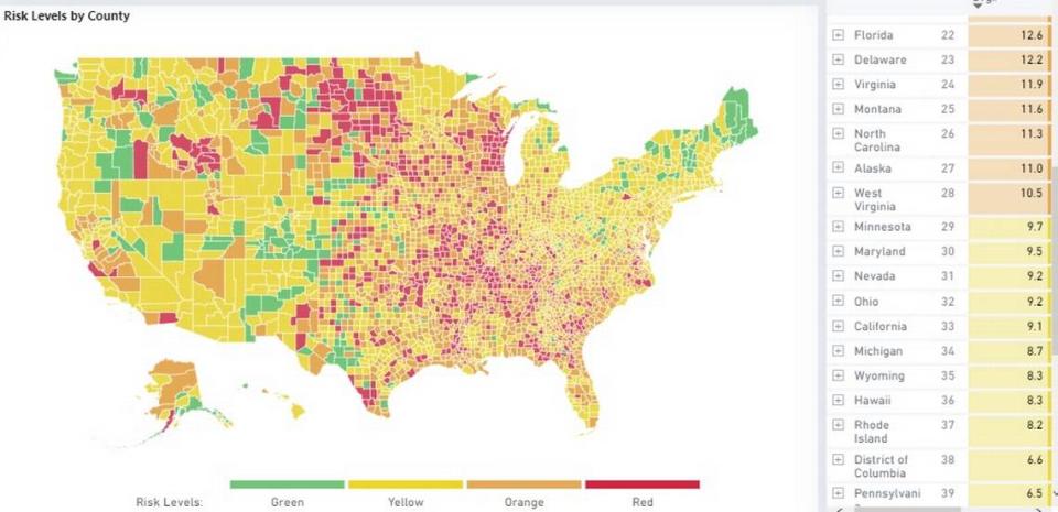 Harvard Global Health Institute’s COVID-19 risk levels dashboard map is being used by the Hershey’s candy company to promote safer Halloween trick or treating in 2020.