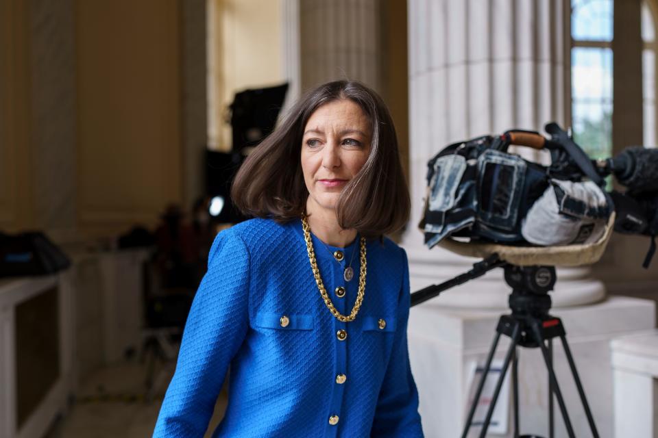 Rep. Elaine Luria, D-Va., a member of the House Jan. 6 committee, arrives for a hearing of the panel Thursday.