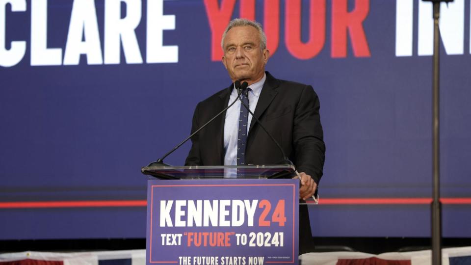 PHOTO: Independent presidential candidate Robert F. Kennedy, Jr. announces his vice president choice at the Henry J. Kaiser Center for the Arts in Oakland, Calif., March 25, 2024. (Bronte Wittpenn/San Francisco Chronicle/Polaris)