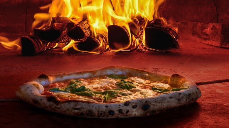 Pizza in wood-burning oven