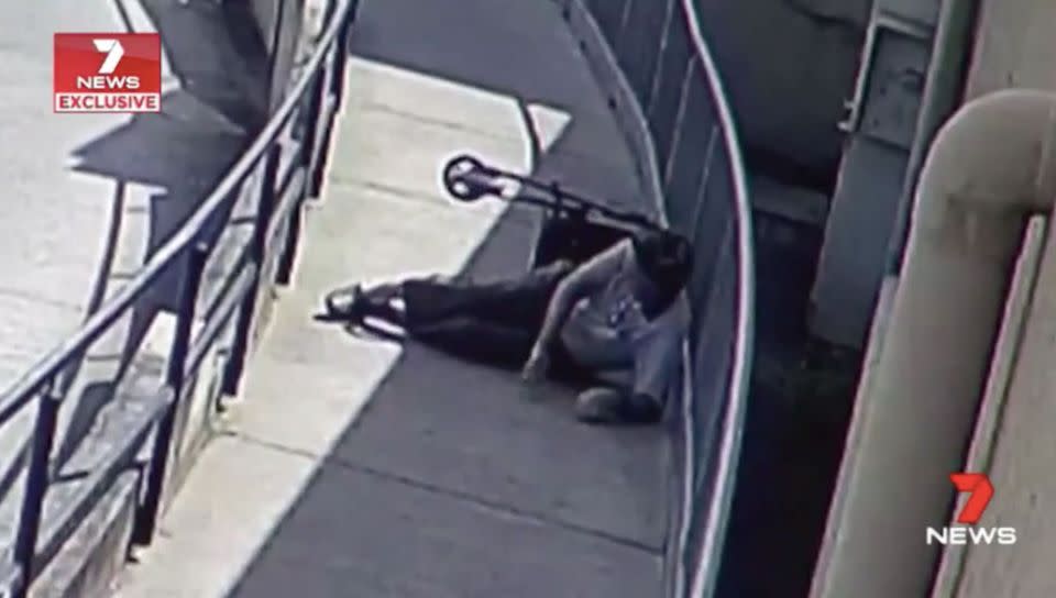 Ray fell onto concrete and was unable to get up. Source: 7 News