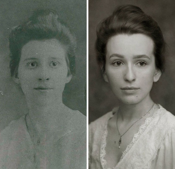 “Recreando el retrato de 1918 de mi bisabuela”