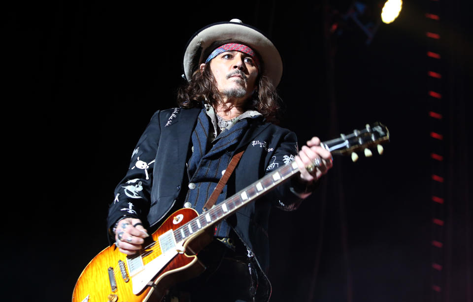 LONDON, ENGLAND - JULY 09: Johnny Depp of Hollywood Vampires performs at The O2 Arena on July 09, 2023 in London, England. (Photo by Chiaki Nozu/WireImage)