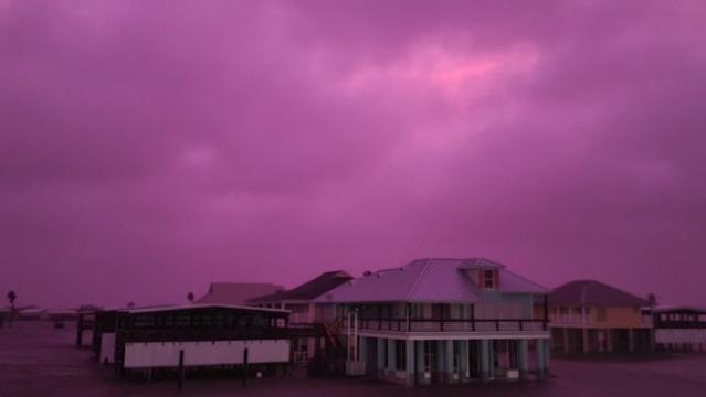 Sky turns pink following storm