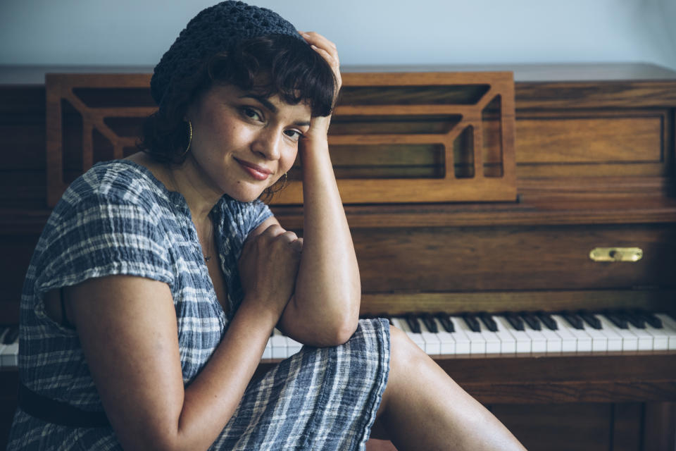 In this June 8, 2020 photo, singer-songwriter Norah Jones poses for a portrait in Hudson, N.Y., to promote her latest album "Pick Me Up Off the Floor." (Photo by Victoria Will/Invision/AP)