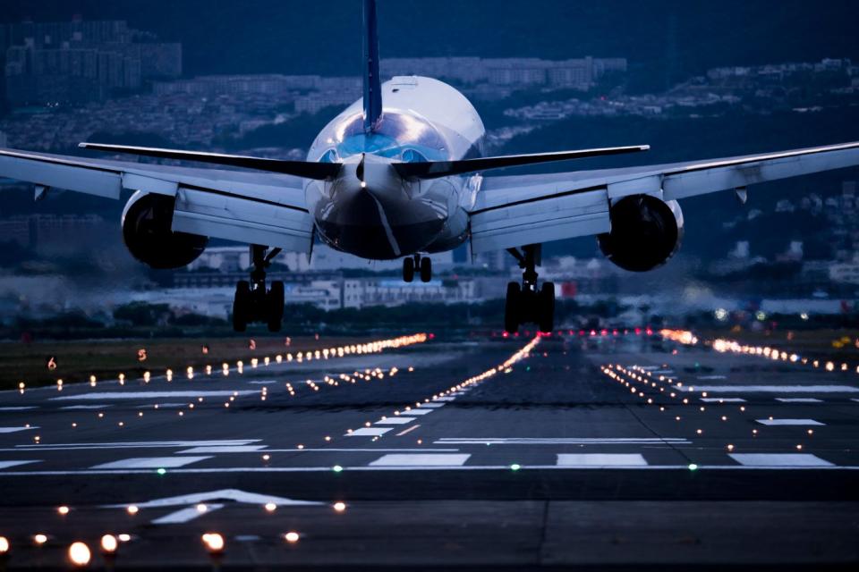 A plane taking off. 