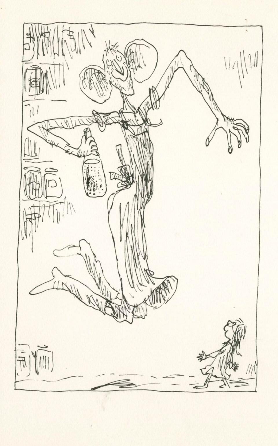 Early drawing of the BFG, 1982 - Quentin Blake