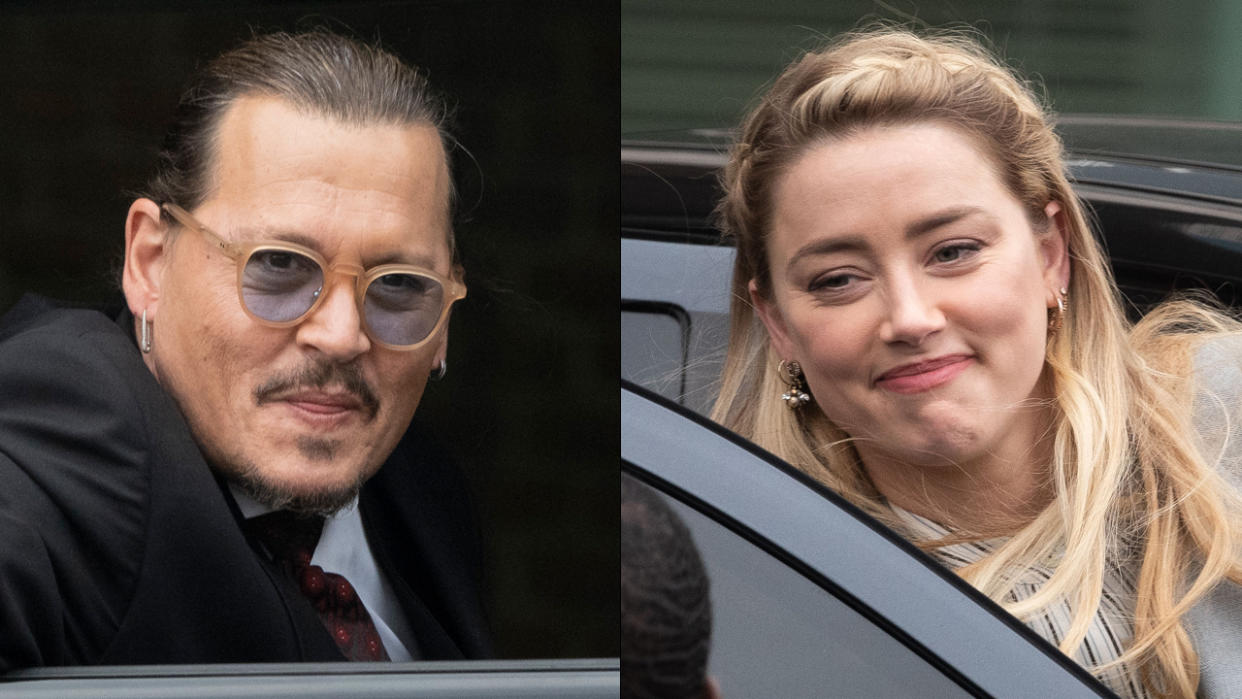  Johnny Depp and Amber Heard in cars outside the courtroom during Depp v Heard trial 