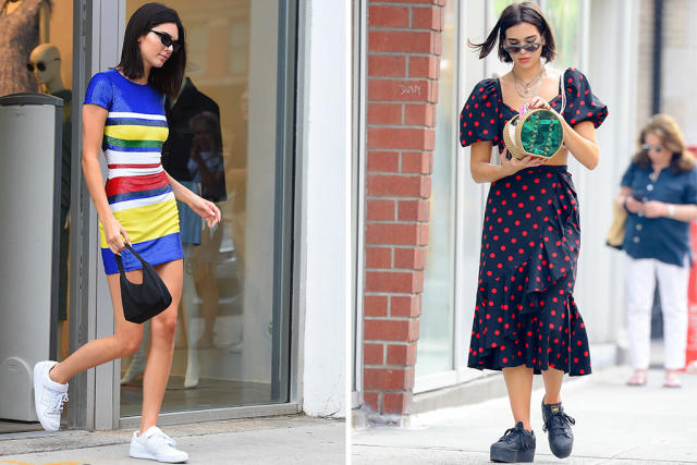 Get the Celeb Look: Dua Lipa, Kendall Jenner & More Wear Sneakers With  Dresses