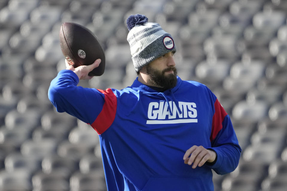 New York Giants quarterback Davis Webb is expected to make his NFL debut on Sunday.  (AP Photo/John Minchillo)