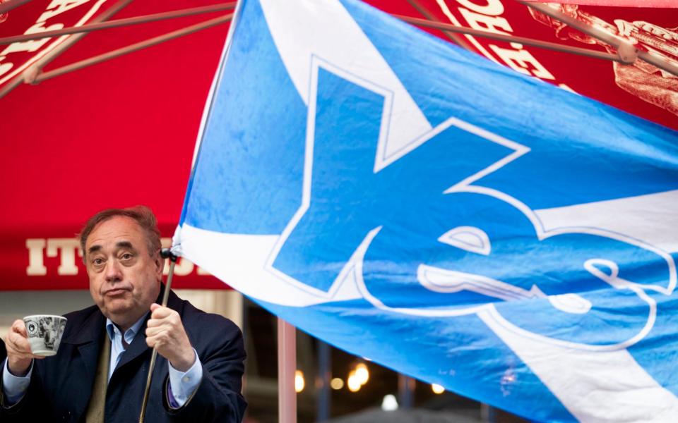 Alba Party leader Alex Salmond during a visit to the Scotsman Lounge in Edinburgh - Jane Barlow/PA