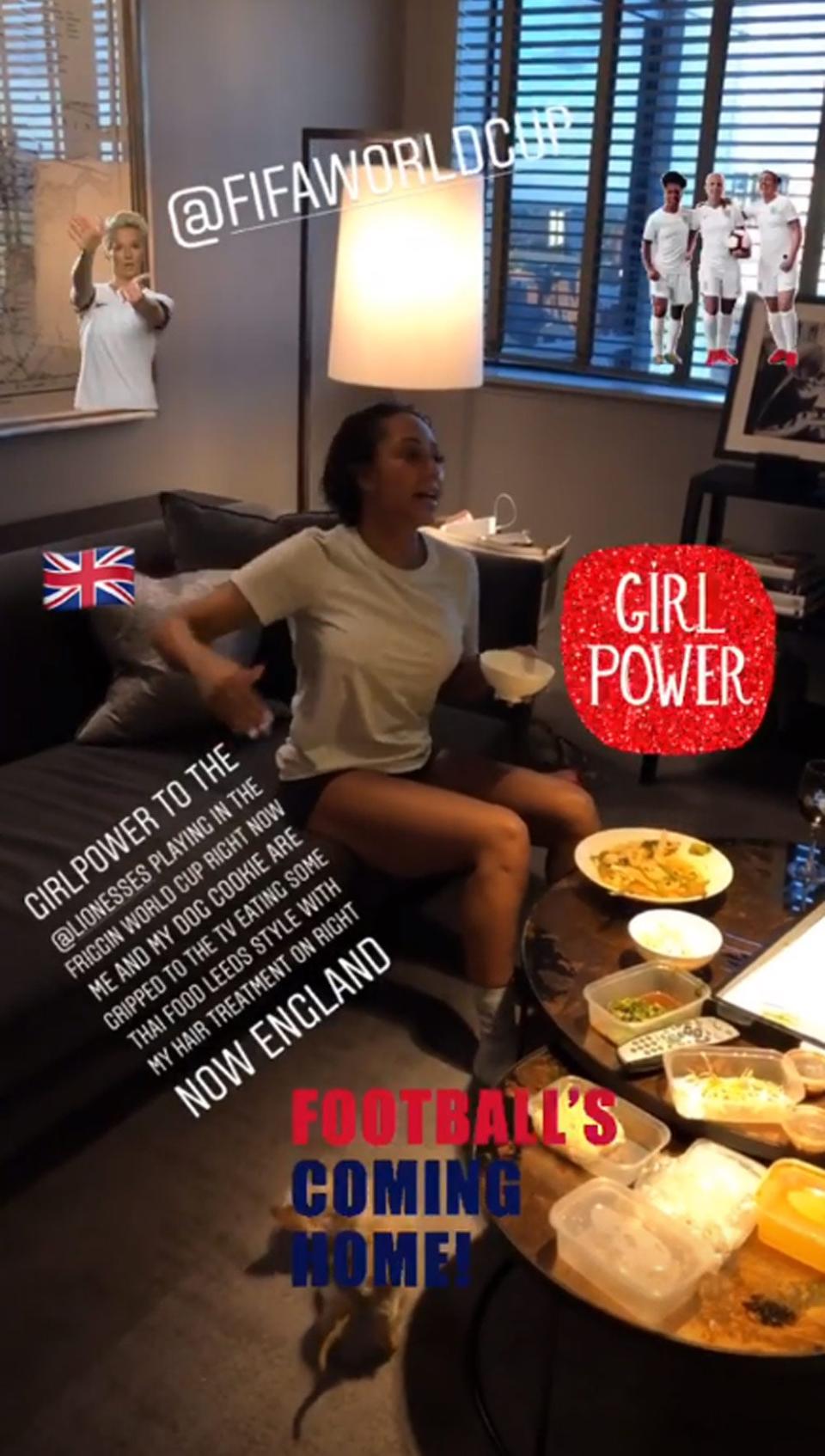 Support: Mel B and Cookie cheered on England's Lionesses against Japan (Instagram / Mel B)