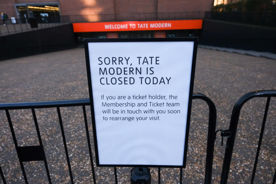 LONDON, UNITED KINGDOM - FEB 02, 2024 -  The Tate Modern Gallery is closed after a man dies falling from the gallery. (Photo credit should read Matthew Chattle/Future Publishing via Getty Images)