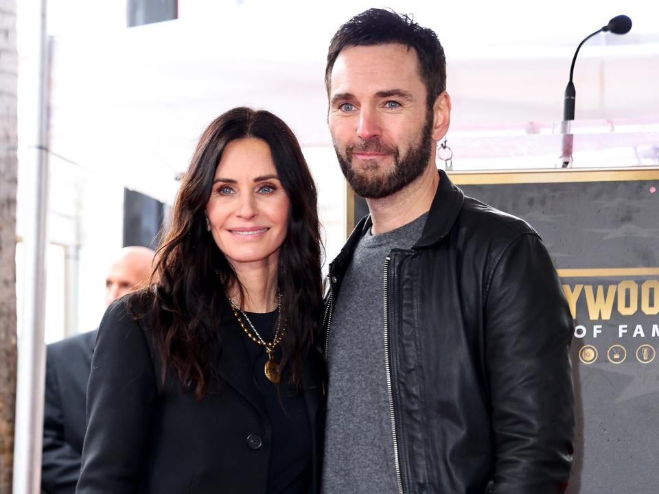 Courteney Cox and Johnny McDaid attend the Hollywood Walk of Fame Star Ceremony for Courteney Cox on February 27, 2023 in Hollywood, California