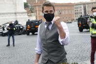 <p>Tom Cruise continues filming on the set of <em>Mission: Impossible 7</em> in Rome, Italy.</p>