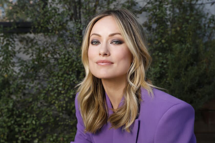 LOS ANGELES, CALIFORNIA--NOV. 5, 2019--Actress Olivia Wilde is director of the new comedy film Booksmart. Photographed at her home in Silver Lake, Los Angeles, CA, on Nov. 4, 2019. (Carolyn Cole/Los Angeles Times)