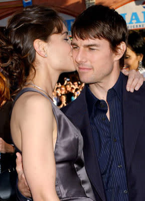 Katie Holmes and Tom Cruise at the Hollywood premiere of Warner Bros. Pictures' Batman Begins