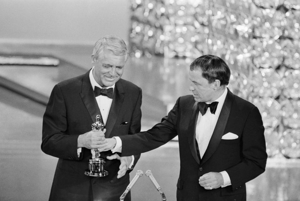 <p>In 1970, Grant ended his boycott of the Academy Awards after being given an honorary Oscar for his "unique mastery of the art of screen acting." The award was presented to him by his friend, Frank Sinatra. </p>